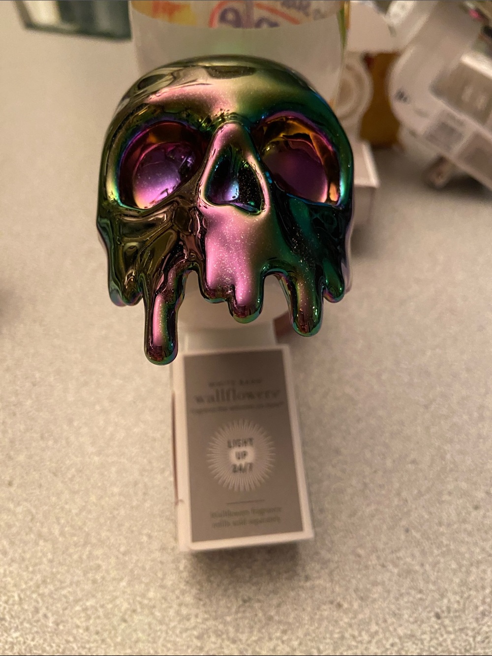Iridescent Metallic Skull Wallflower Multicolor light up